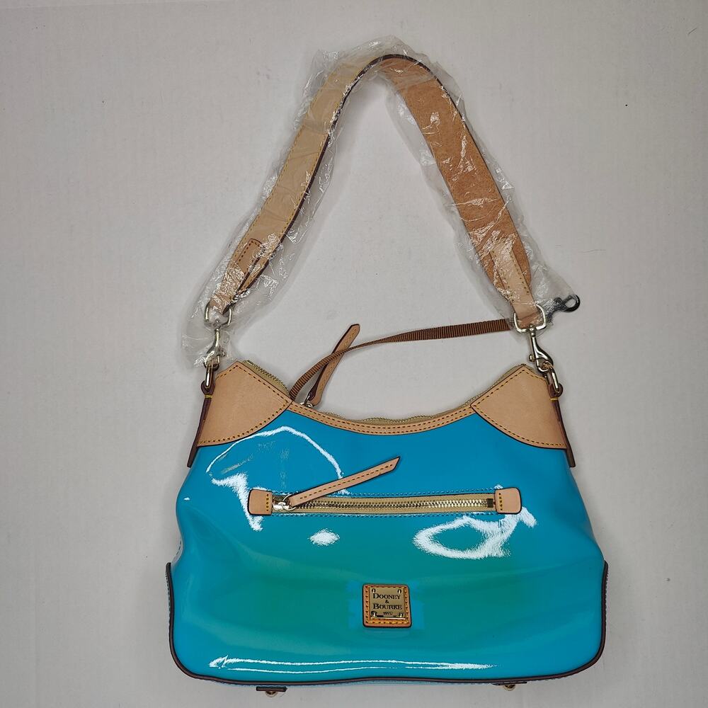 DOONEY AND BOURKE Blue Patent Leather Hobo Bag Purse NEW Without Tag